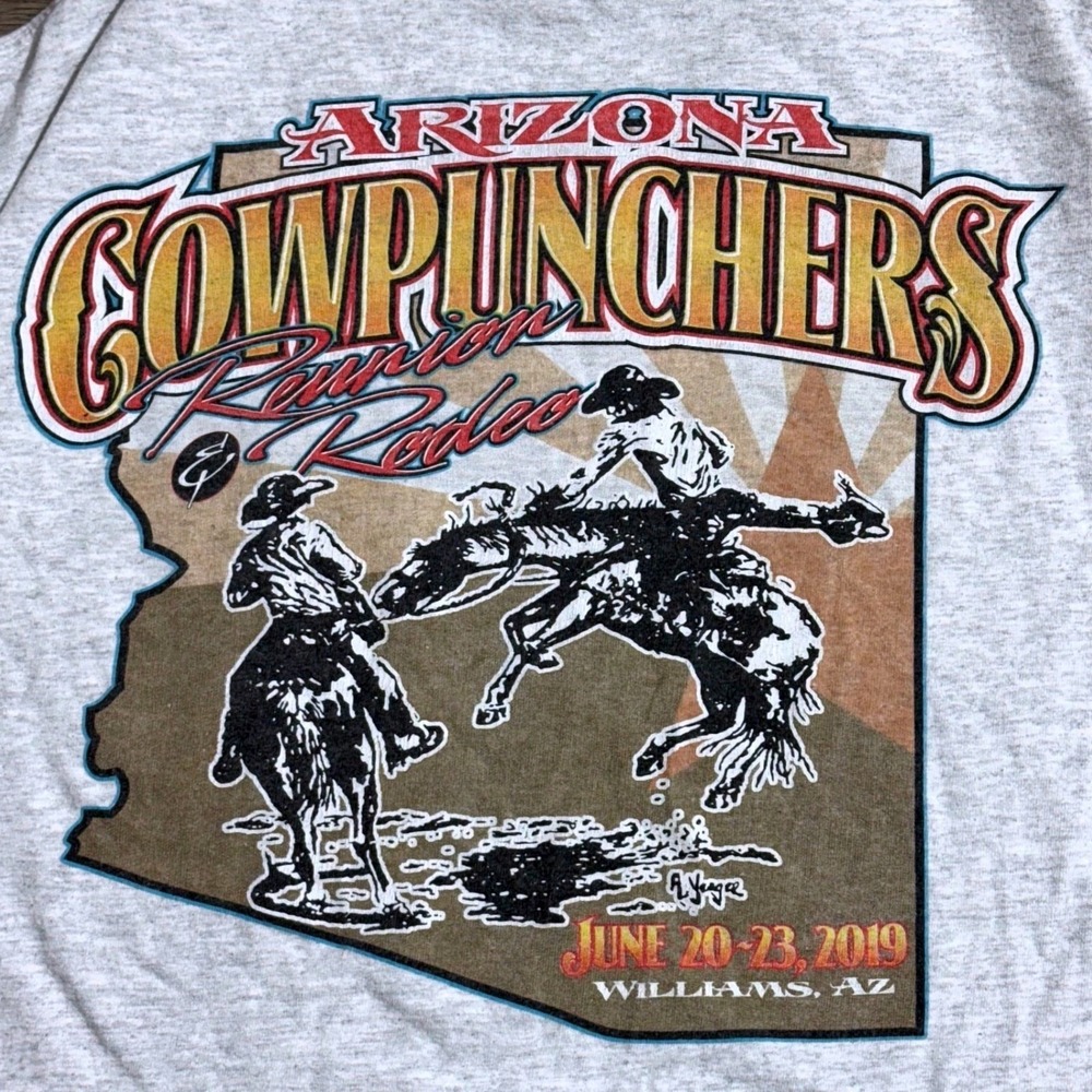 Arizona‎ Cowpunchers Reunion Rodeo 2019 Graphic Pocket T-Shirt Mens Gray